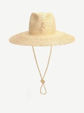 Wide Brim Straw Sun Hat with Chin Cord - Natural